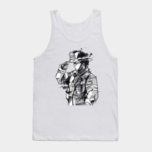Firefighter in Watercolor Style Tank Top